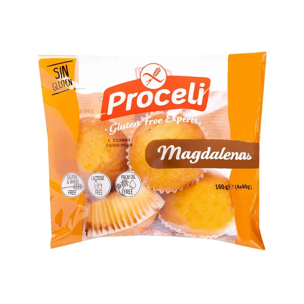 MAGDALENAS SIN GLUTEN CELIACO PROCELI 