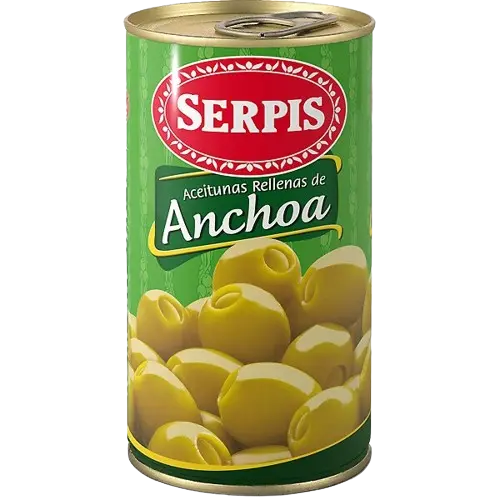 [6115] ACEITUNAS RELLENAS DE ANCHOA 350 GR. SERPIS